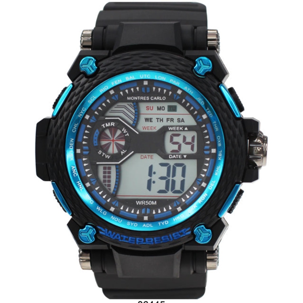 Men's Multi Functional Digital Display Montres Carlo Wrist Watch